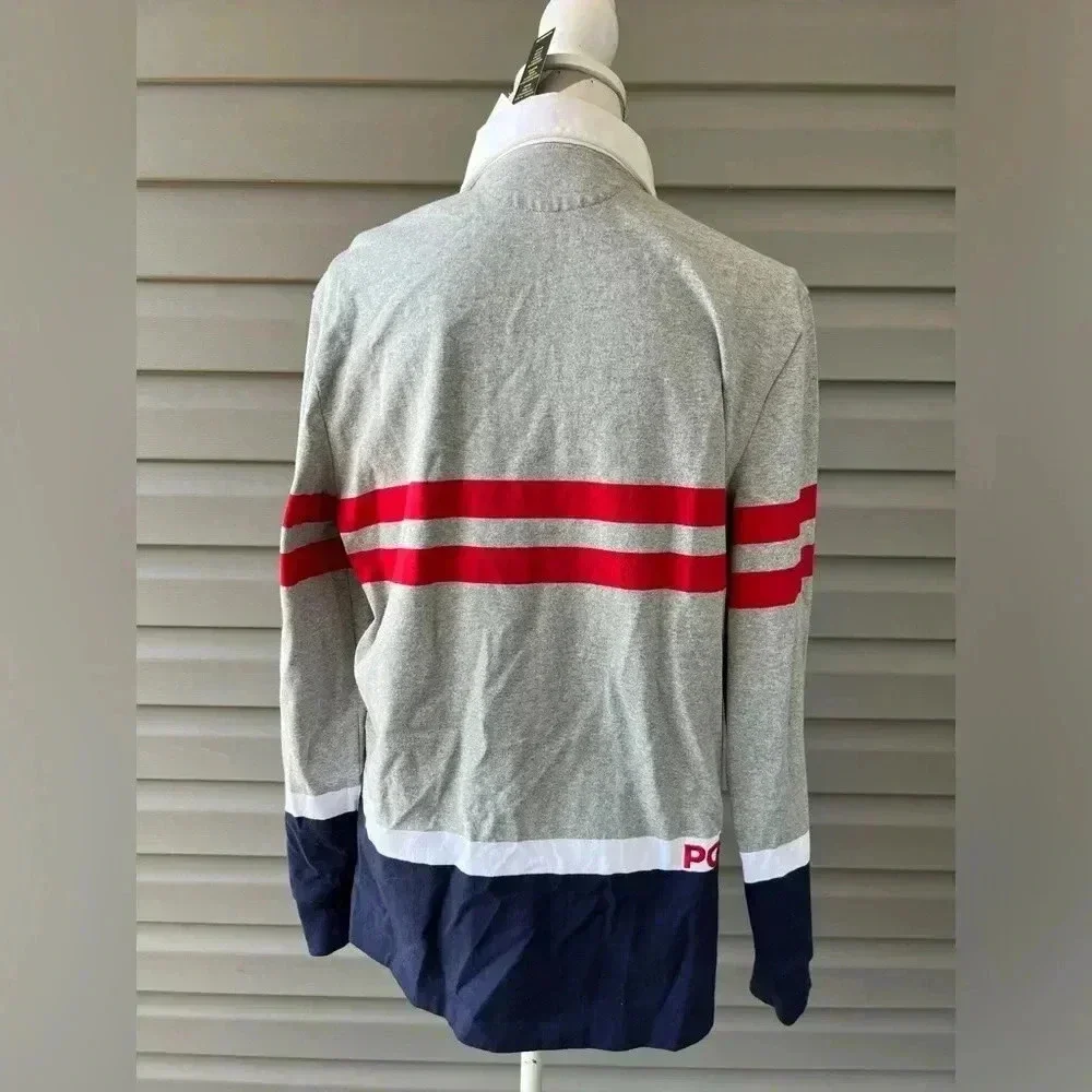 Polo Ralph Lauren Men's Grey Heather Crest Logo Classic Fit Rugby Long Sleeve S - Picture 3 of 10